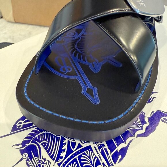 Burberry Black Leather EKD Strip Shield Slide Sandal, all sizes - Picture 13 of 15